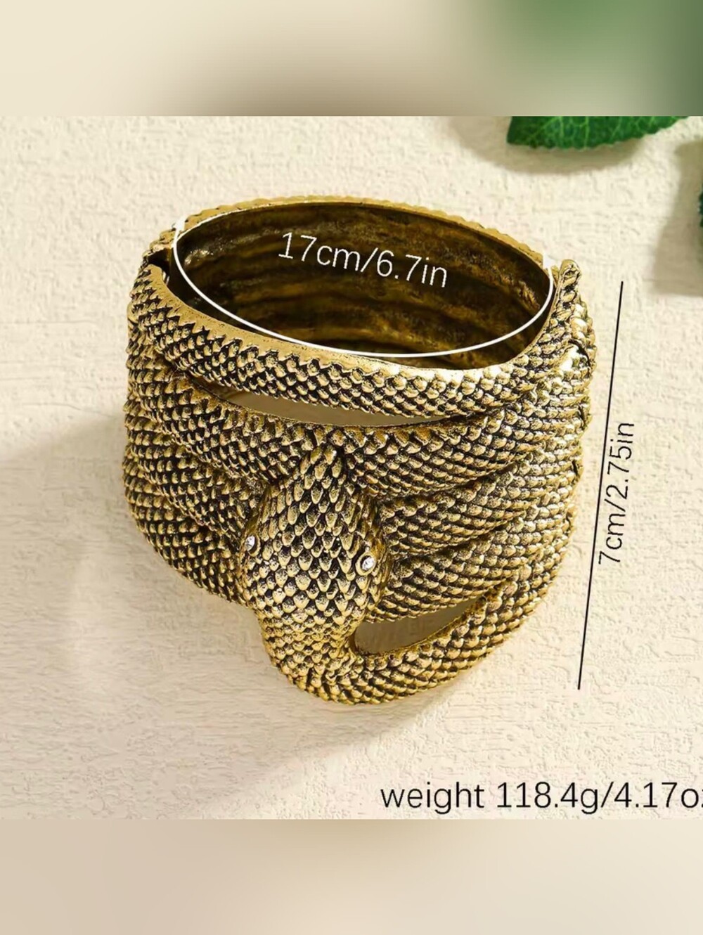 Vintage Gold Snake Coil Bracelet - Picture 4 of 4